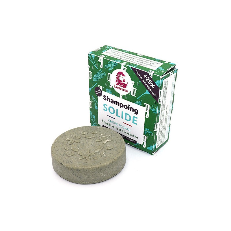 Shampoo solido per capelli grassi - Argilla verde e spirulina - 70g - Lamazuna