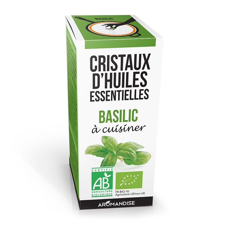 Cristalli di olio essenziale biologico per cucinare, basilico - 10g - Aromandise