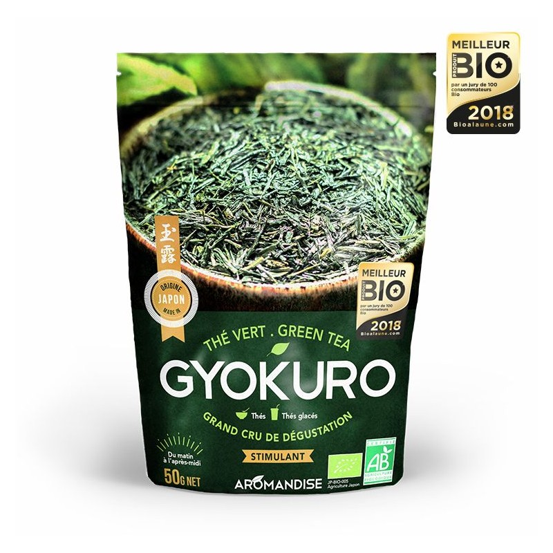 Thé vert Gyokuro BIO, Grand Cru de dégustation d'Uji (Japon) - 50g - Aromandise