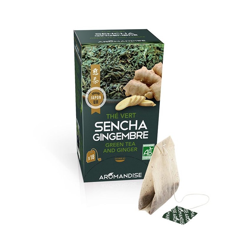 Sencha & Ingwer Grüner Teebeutel - 18 Beutel - Aromandise