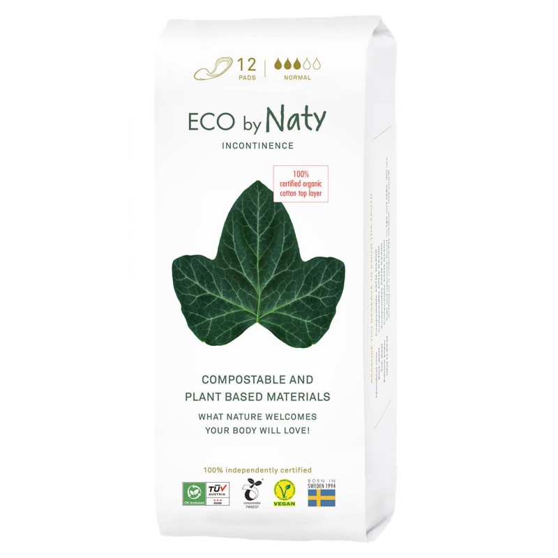 Serviette de protection pour l'incontinence, 100% compostable, Normal - 12 pces - Naty