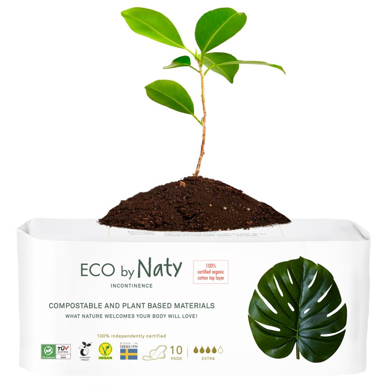 Damen Inkontinenz-Einlagen, 100% kompostierbar, Extra - 10 Stk. - Naty