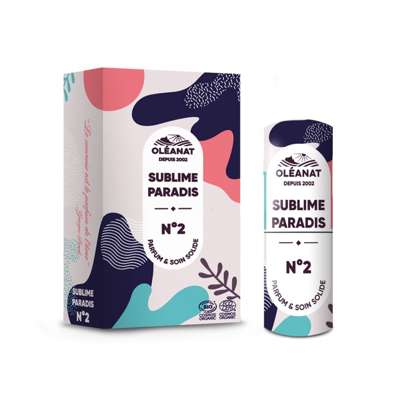 Parfum Solide BIO en stick, 100% naturel, N°2 Sublime Paradis - 4,5g - Oléanat