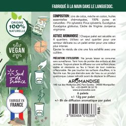 Pastiglie fondente agli oli essenziali, Passeggiata nella foresta - 6 pastiglie (4 usi per pastiglia) - Aromandise