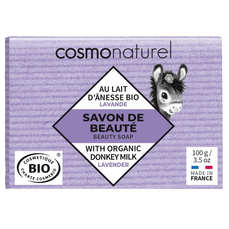 Sapone al Latte di asina Bio + Olio Essenziale del Lavanda Bio - 100g - Cosmo Naturel
