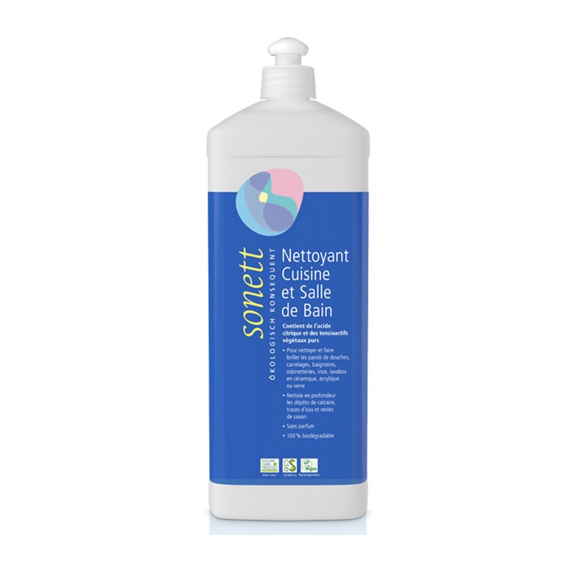 Detergente ecologico per bagno e cucina con acido citrico - 1 litro, ricarica - Sonett