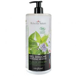 Gel douche BIO à l'Aloe vera, Vivifiant Verveine-Menthe - 1000ml - Helvetia Natura
