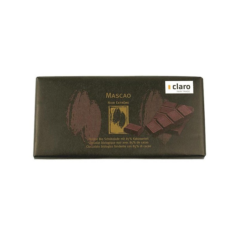 Cioccolato biologico fondente con 85% di cacao - 80g - Claro (Mascao)