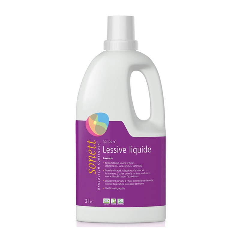 Detergente liquido ecologico, Lavanda per bianchi e colori - 2 Litri - Sonett