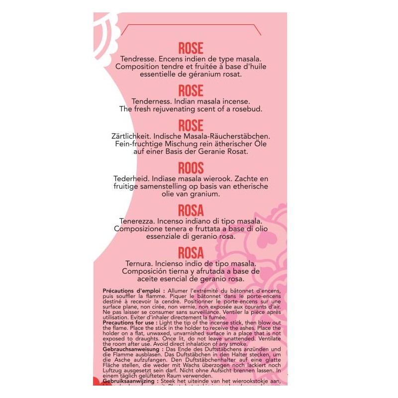 Indischer Weihrauch, 100% natürlich "Hohe Tradition" - Rose - 20 pces - Les encens du monde