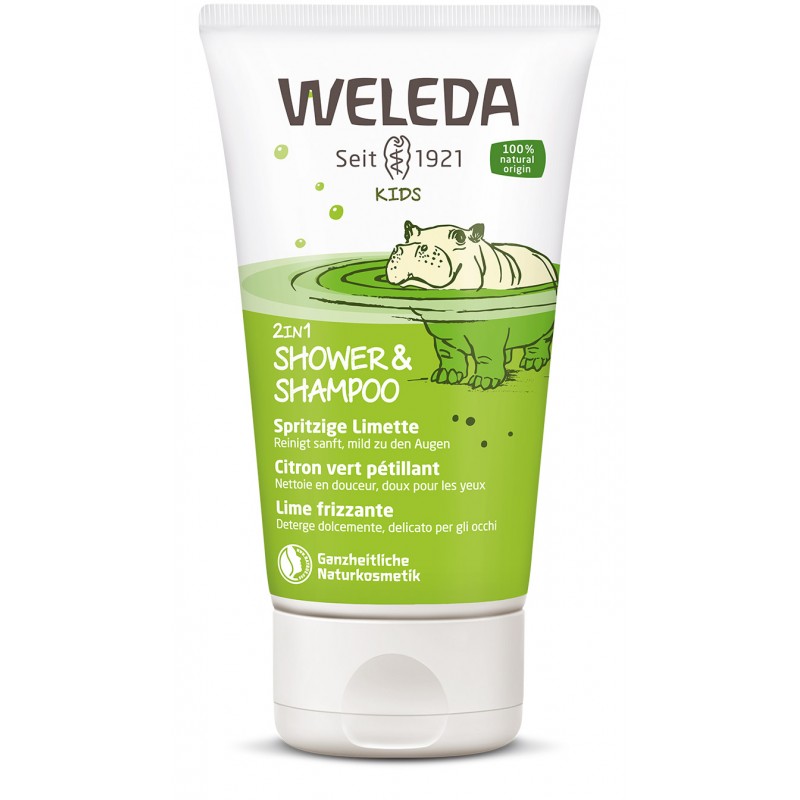 2in1 shampoo e doccia per bambini biologici, Spumante Lime - 150ml - Weleda