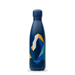 Bouteille en inox isotherme à double paroi, "Altitude" Bleu - 500ml - Qwetch