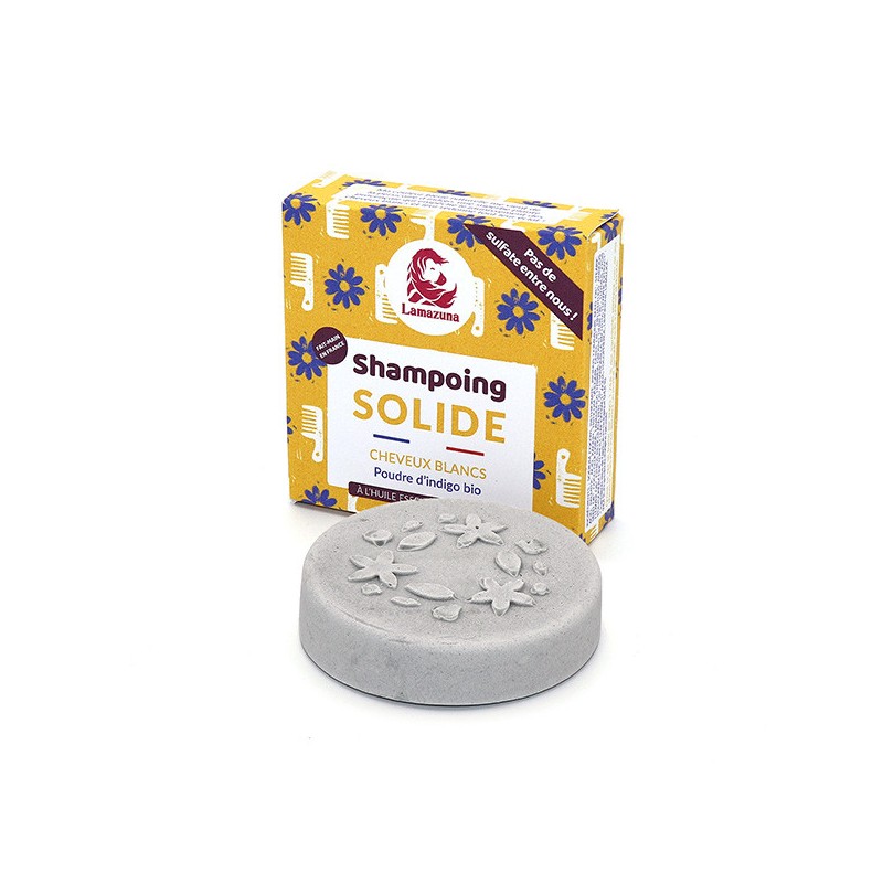 Shampoo solido per capelli bianchi con oli essenziali - polvere di indaco - 70g - Lamazuna