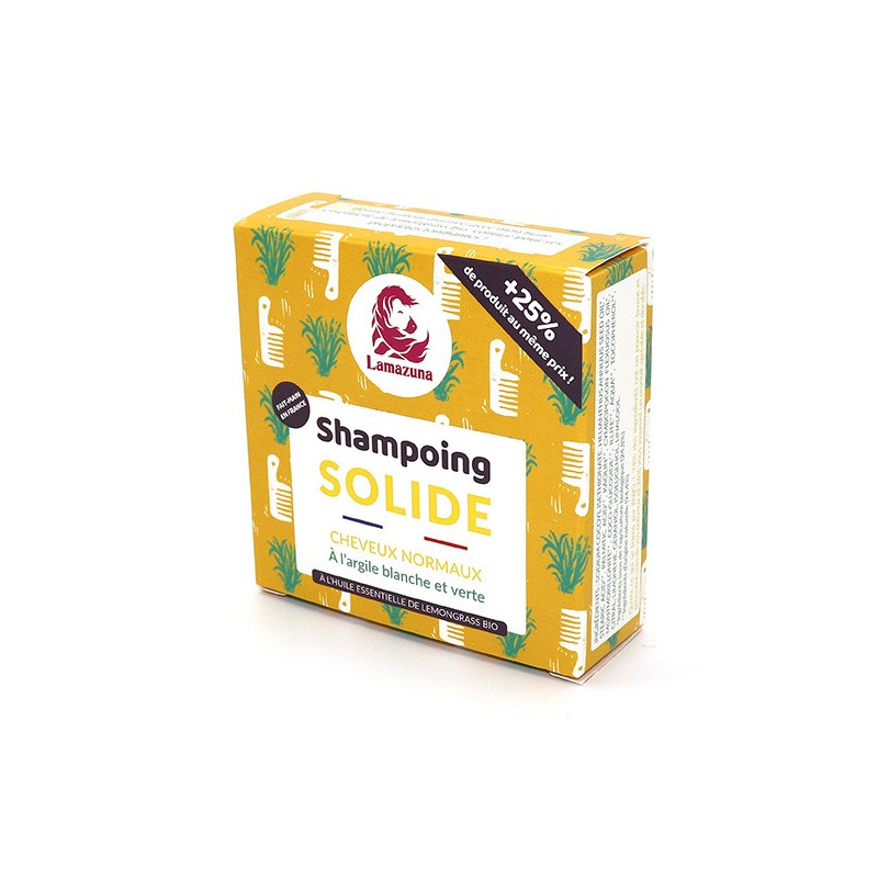 Festes Shampoo für normales Haar mit ätherischen Ölen - Weiße und grüne Tonerde - 70g - Lamazuna