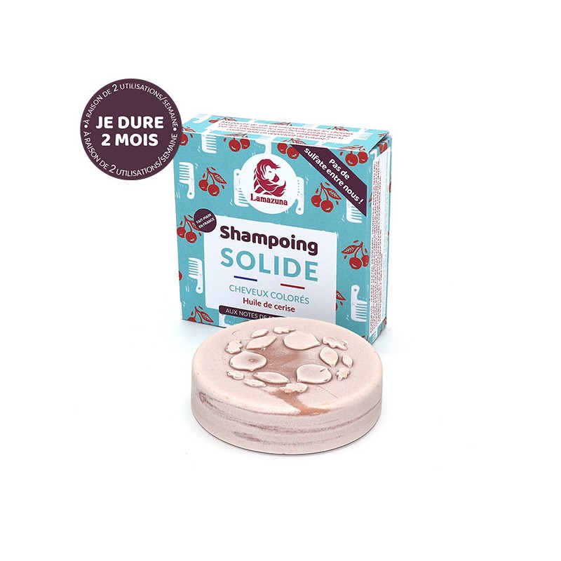 Shampoing solide pour cheveux colorés (sans huiles essentielles) - Huile de cerise - 70g - Lamazuna