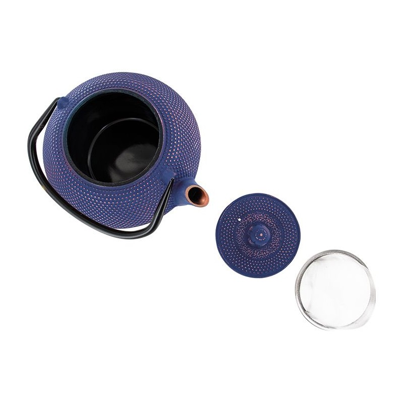 Teekanne aus Gusseisen, SONG blau, mit Edelstahlfilter - 1,2 Liter - Aromandise