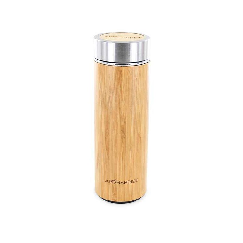 Trinkflasche aus Bambus, mit doppelter Wand und Edelstahlfilter für Ihre Kräutertees - 450ml - Aromandise