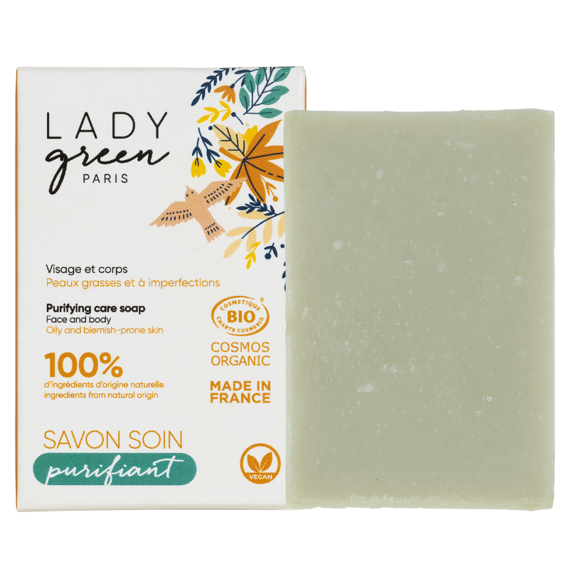 Sapone purificante, corpo e viso - Biologico, vegano e 100% naturale - Per la pelle MOD - 100g - Lady Green