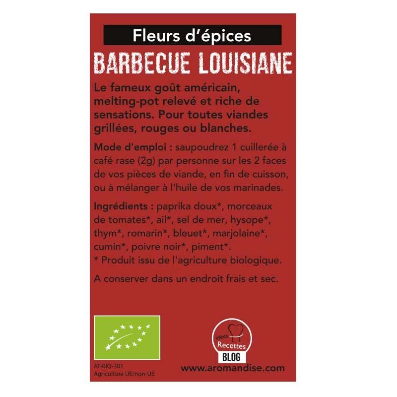 Gewürzblüten BIO, Barbecue Louisiana - 42g - Aromandise