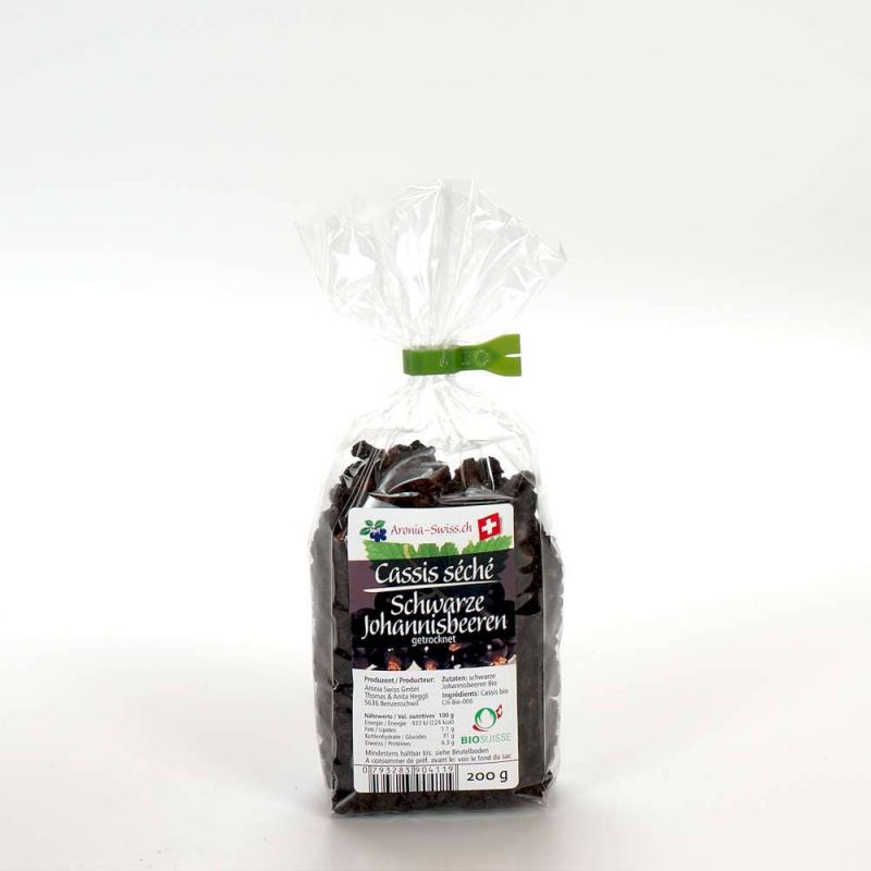 Ribes nero svizzero essiccato, certificato biologico - 200g - Aronia Swiss