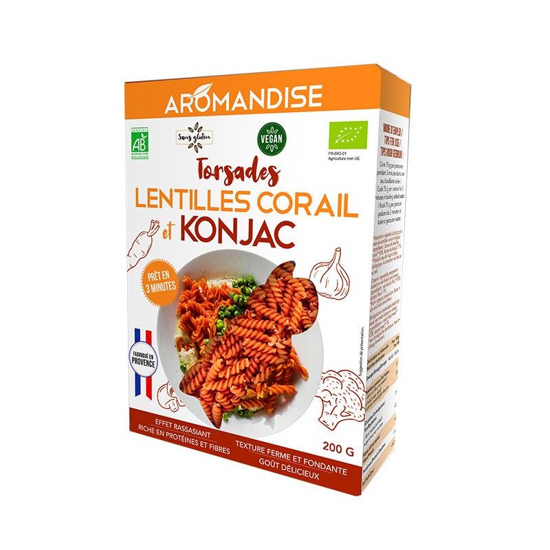 Fusilli di lenticchie Coral & Konjac - 200g - Aromandise