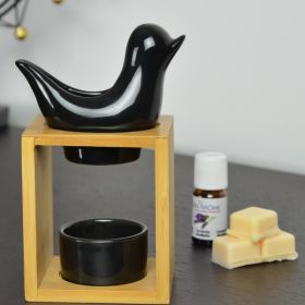 Brûle parfum à bougie en bambou, Naturéa BIRDY Noir - ZEN'Arôme