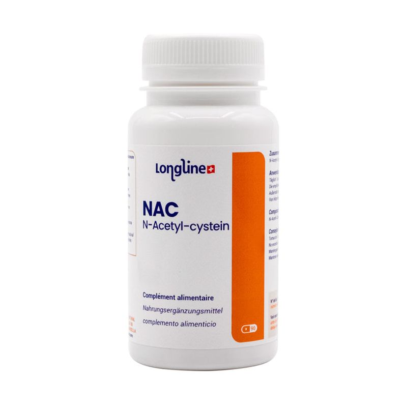 Nahrungsergänzungsmittel auf der Basis von N-Acetyl-Cystein (NAC) - 90 Kapseln, 41,7g - Longline