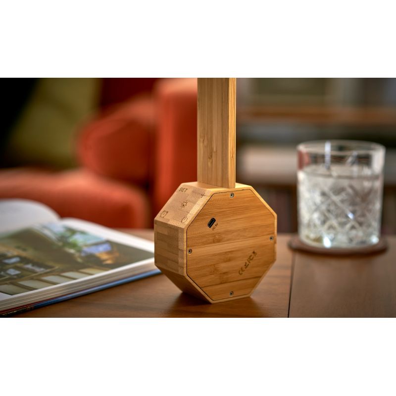 Réveil & Lampe de bureau portable en bois de Bambou, Octagon One Plus - Gingko Design