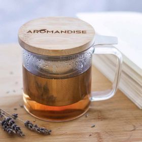 Tazza in vetro borosilicato con coperchio e filtro - 0,35L - Aromandise