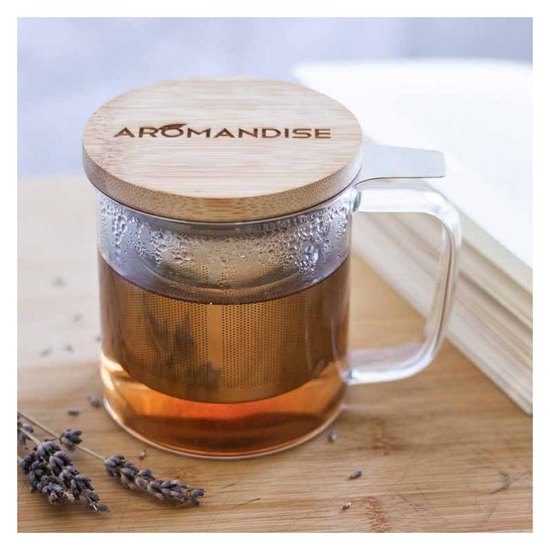 Mug aus Borosilikatglas mit Deckel und integriertem Filter - 0,35L - Aromandise