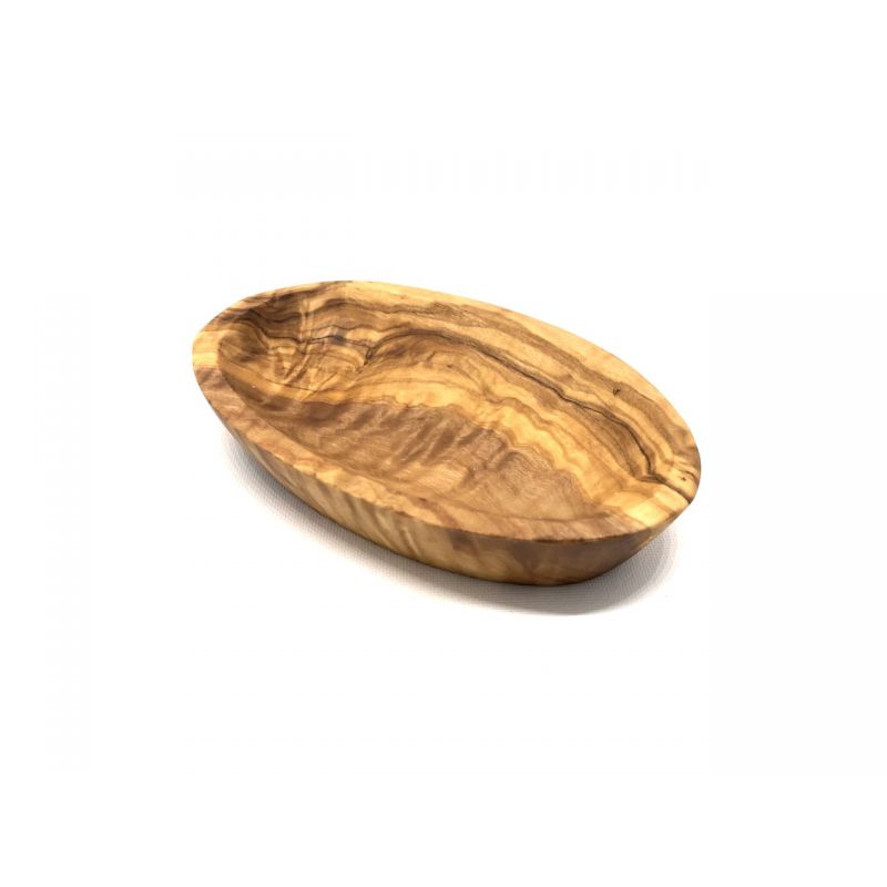 Ciotola ovale in legno d'ulivo fatta a mano - 12 cm - Olivenholz Erleben