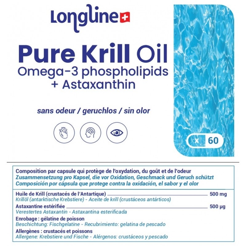 Omega 3: Reines Krillöl + Astaxanthin - 60 Licaps - Longline