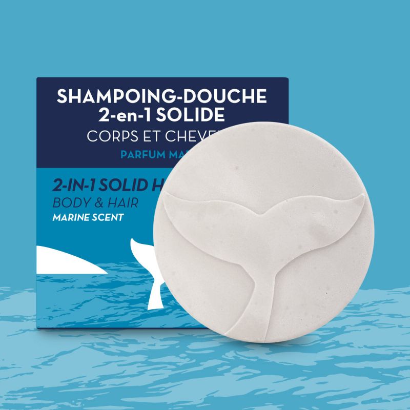 Shampoing Douche Solide 2-en-1, Parfum marin - 85ml - The Green Emporium