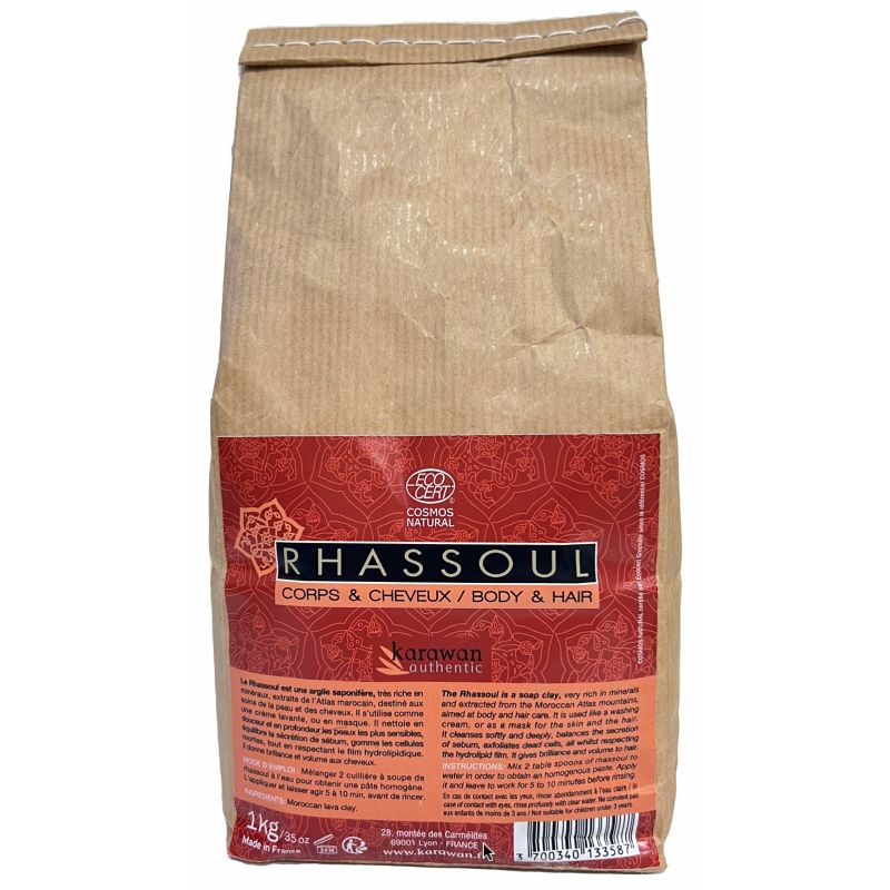 Rhassoul en poudre, pour le corps et le cheveux - Format vrac 1kg - Karawan