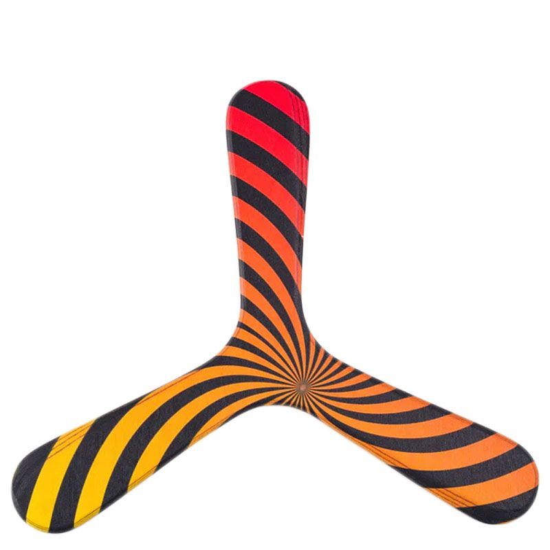 Boomerang artisanal en bois pour enfants, Spirale - 24cm - Wallaby Boomerangs