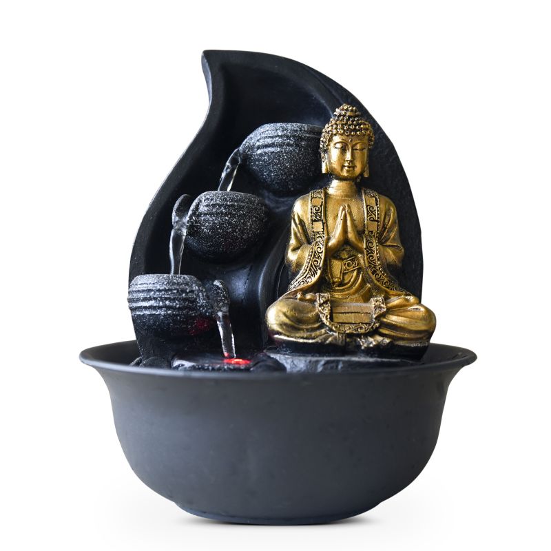 Fontaine à eau - Bouddha Praya (avec statue & éclairage LED) - Zen'Light