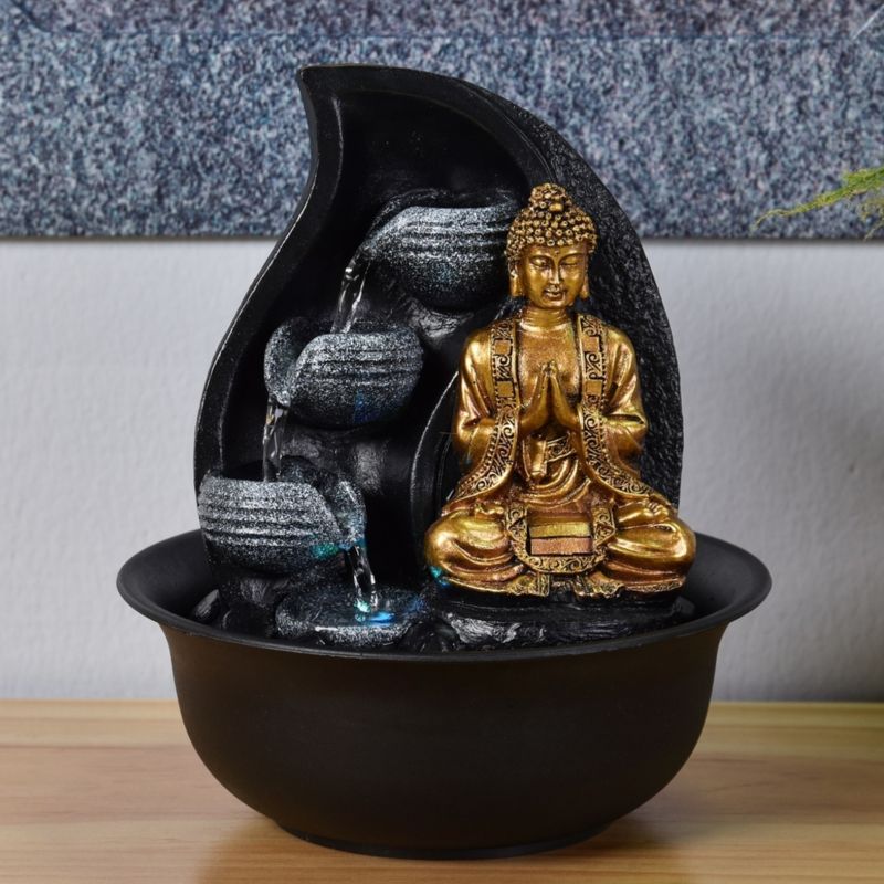 Zimmerbrunnen - Buddha Praya (mit Statue & LED-Beleuchtung) - Zen'Light