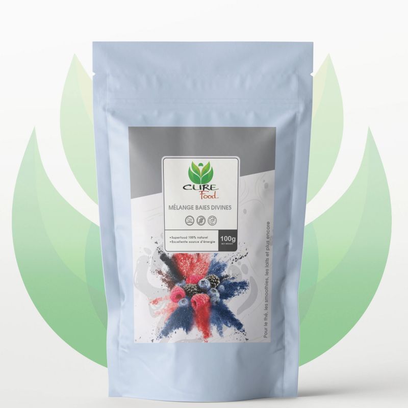 Mélange Baies divines (100% naturel), Vitalité et jeunesse au quotidien - 100g - CureFood