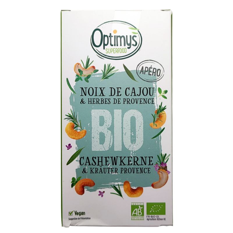 Noix de cajou & Herbes de Provence BIO pour l'apéro - 90g - Optymis