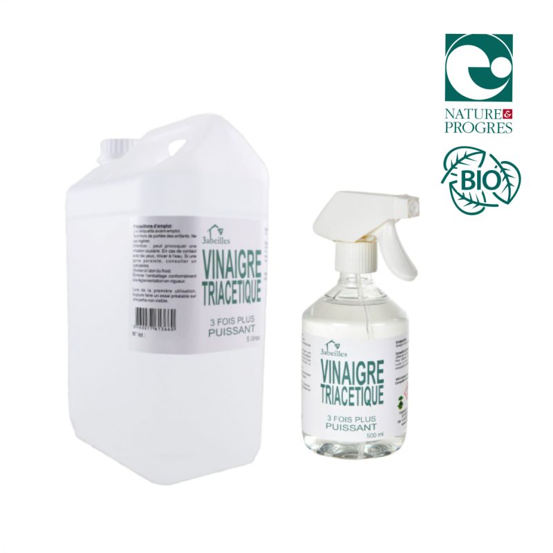 Vinaigre Triacétique Bio: pour un nettoyage écologique puissant et polyvalent - 1 litre - 3abeilles