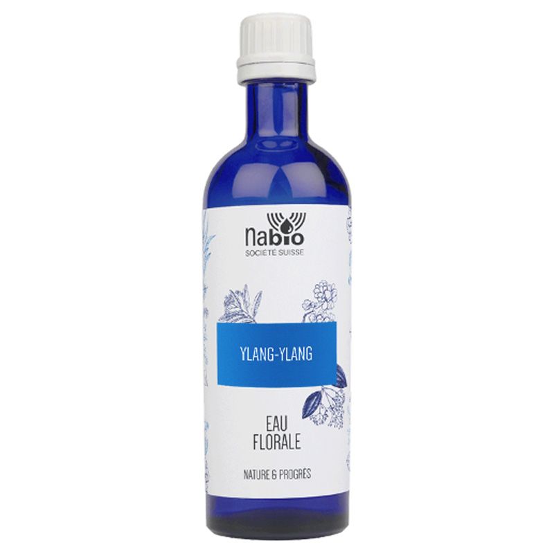 Acqua floreale di Ylang-Ylang biologica (commestibile) - Bottiglia di vetro da 200 ml - Nabio