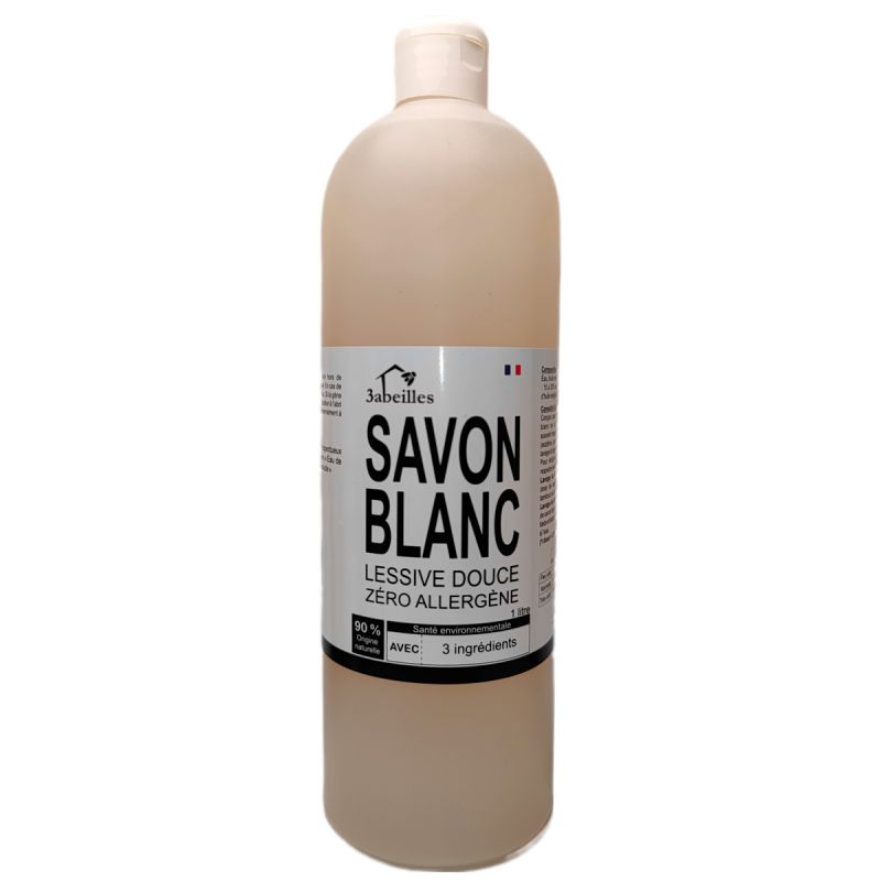 Sapone Bianco - Detersivo liquido delicato con solo 3 ingredienti e 0 allergeni - 3 Abeilles