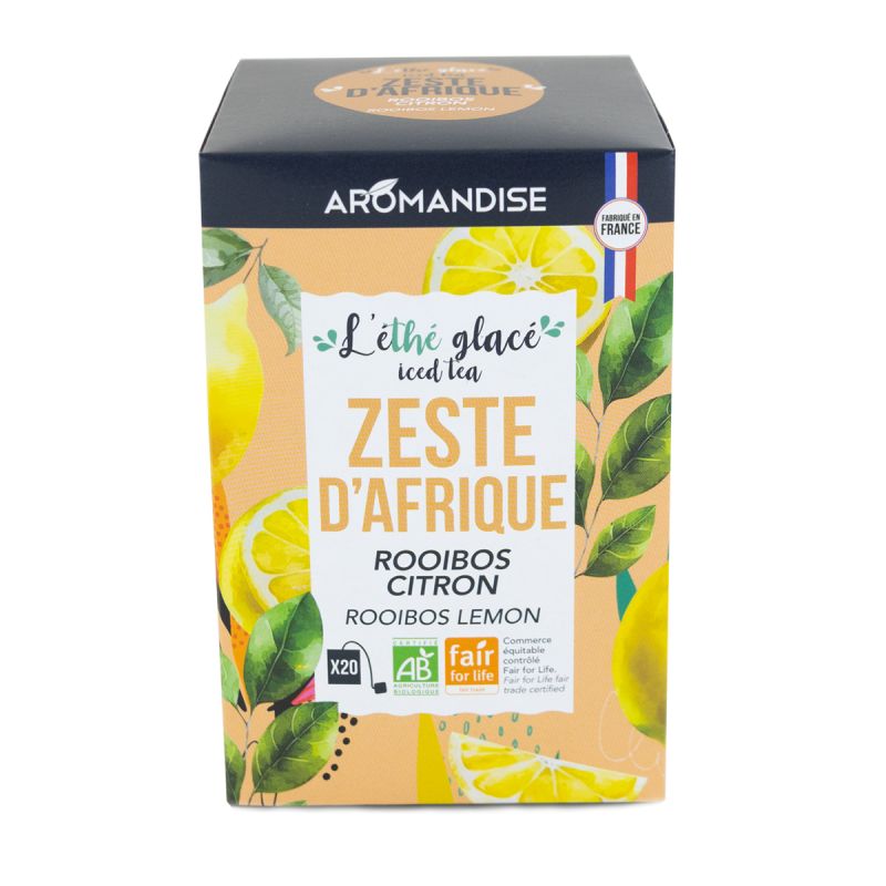 Der eisgekühlte Sommertee "Hauch von Afrika" - Eistee Rooibos & Zitrone - 20 Teebeutel - Aromandise