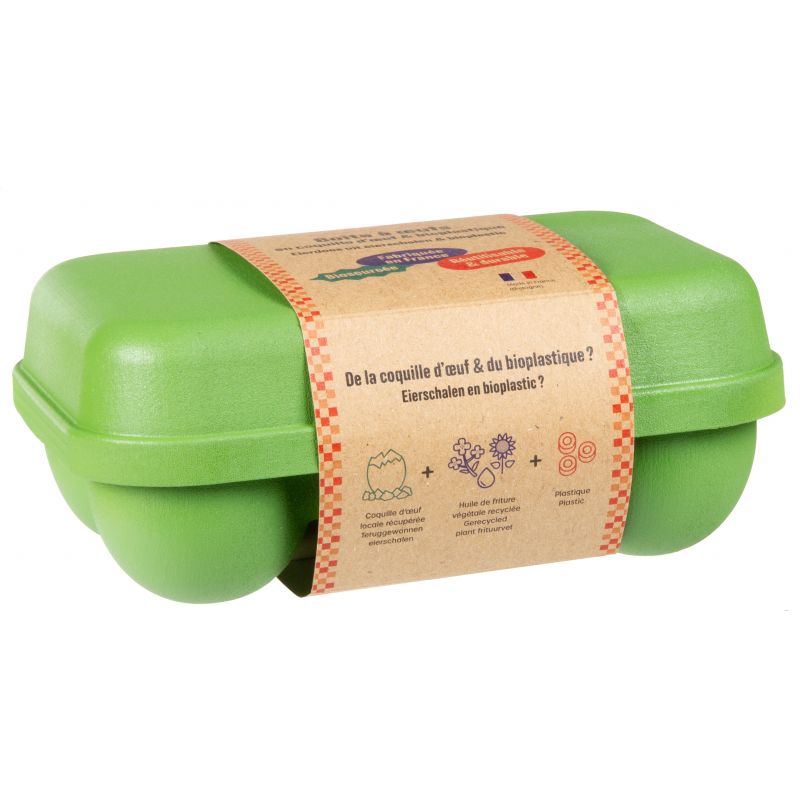 Boîte à œufs robuste en coquille d'œufs et bioplastique, Verte - Pour 6 œufs - Ah Table