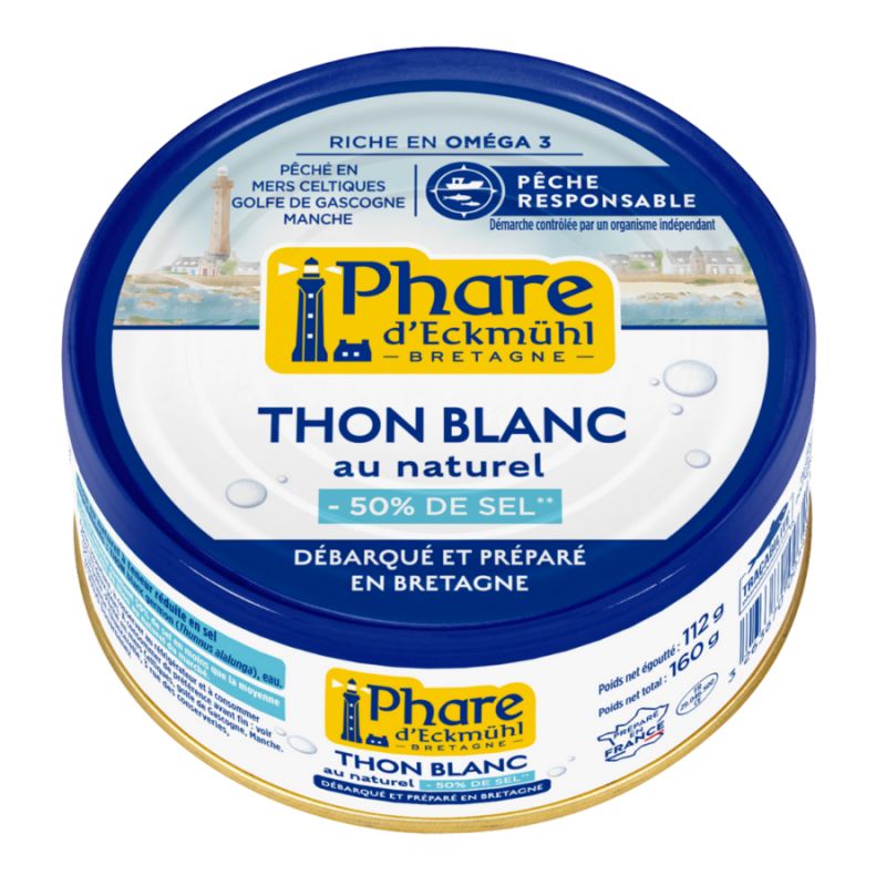 Thon blanc de l'Atlantique, pauvre en sel (Pêche responsable, France) - 160g - Phare d'Eckmühl