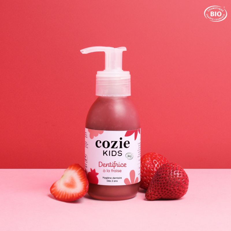 Dentifricio biologico alla fragola per bambini (in bicchiere a rendere e riutilizzabile) - 90ml - Cozie