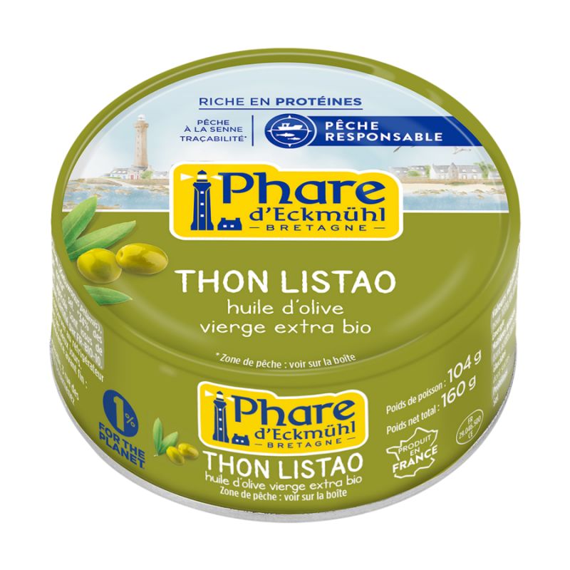 Thon Listao, à l'huile d'olive (Pêche responsable, France) - 160g - Phare d'Eckmühl