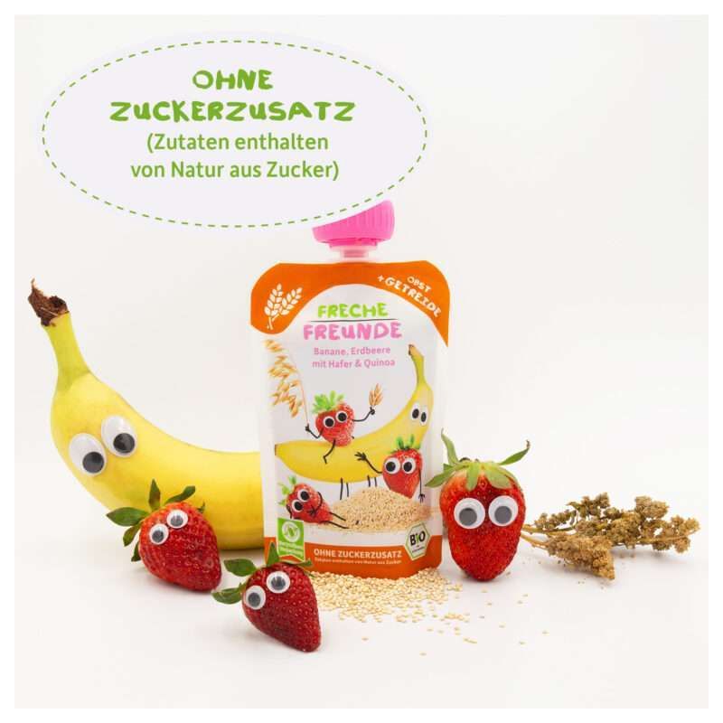 BIO Quetschie (Deutschland) - Banane, Erdbeere & Quinoa- 100g - Freche Freunde