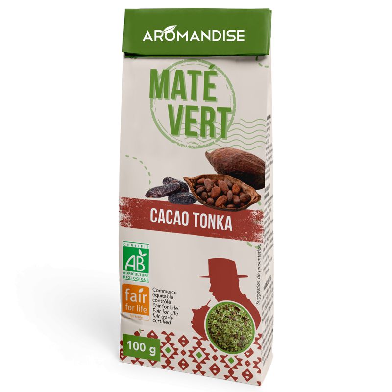 Maté verde selvatico del Brasile, cacao e tonka - Biologico ed equo-solidale - 100g - Aromandise