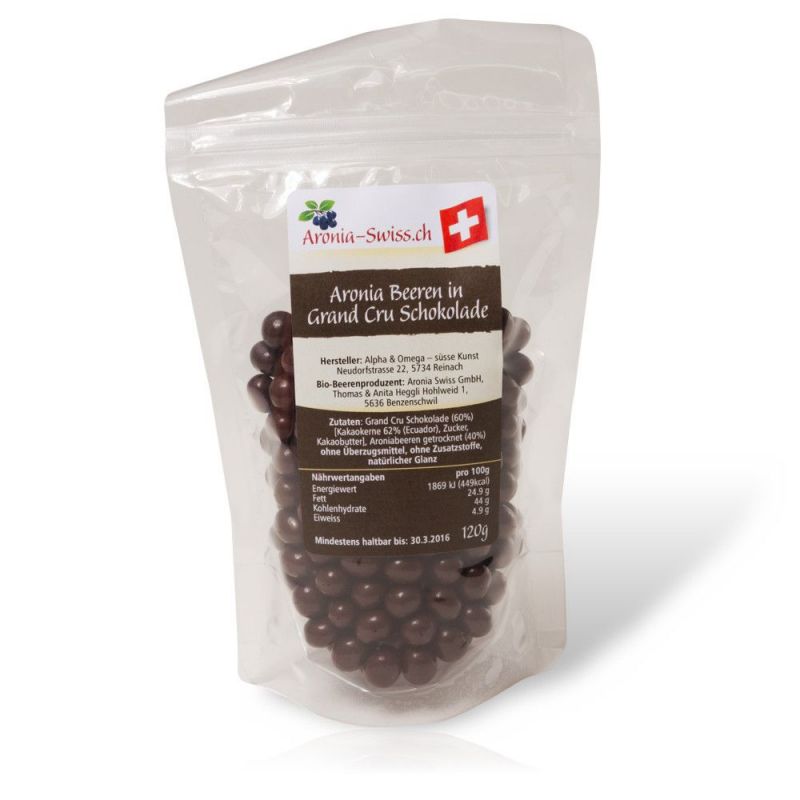 Aroniabeeren in Bio & Vegan Grand Cru Schokolade - 120g - Aronia Swiss